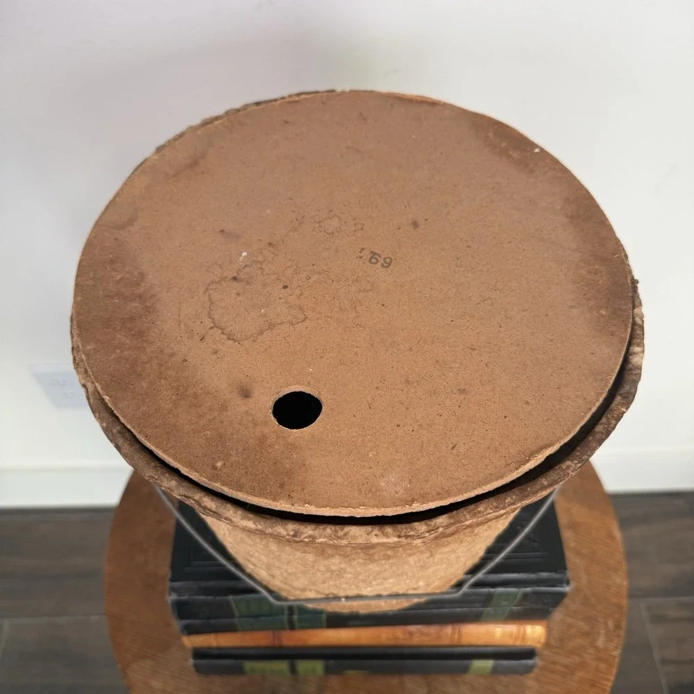 Vintage Formart Paper Mache Fish Bait‎ Pail Worm Bucket Handle and Lid Mid-1900s